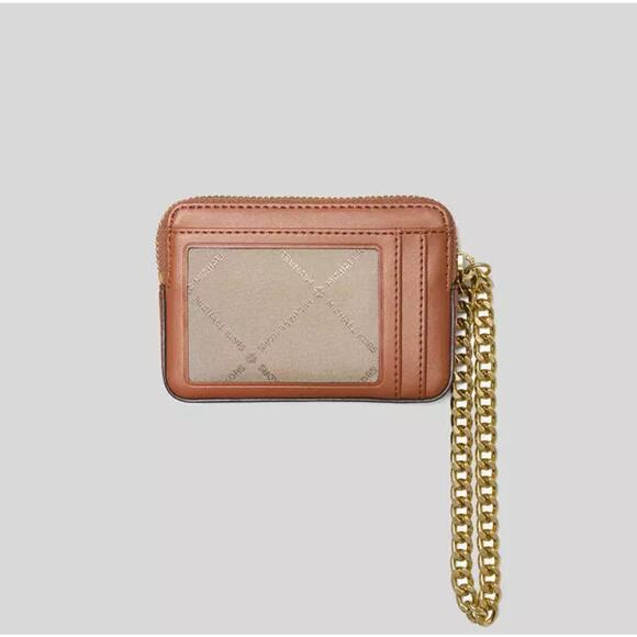 Michael Kors Medium Logo Chain Card Case Wallet Brown - Picture 3 of 4